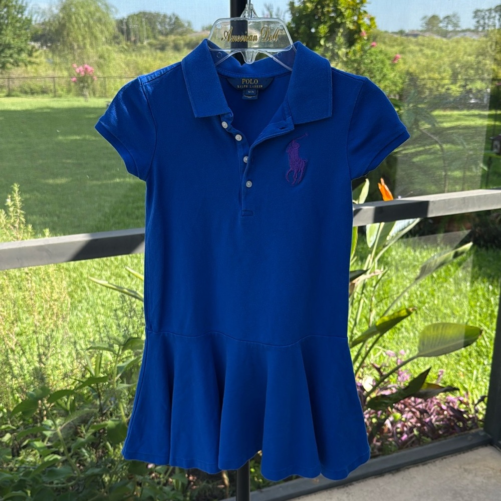 Ralph Lauren POLO (girl's) blue ** SHORT SLEEVE ** Dress small (7)